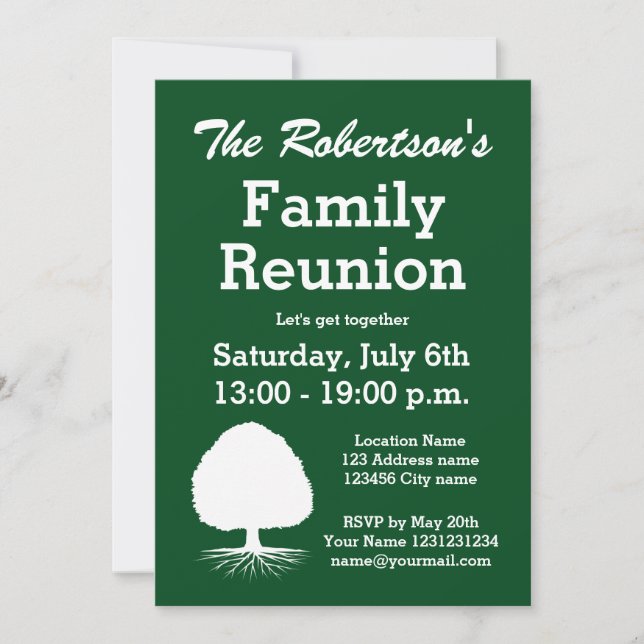 Modern family reunion party invitations (Front)