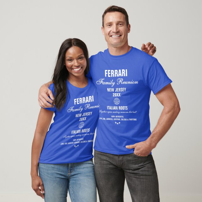 Modern Family Reunion Personalised Royal Blue T-Shirt (Unisex)