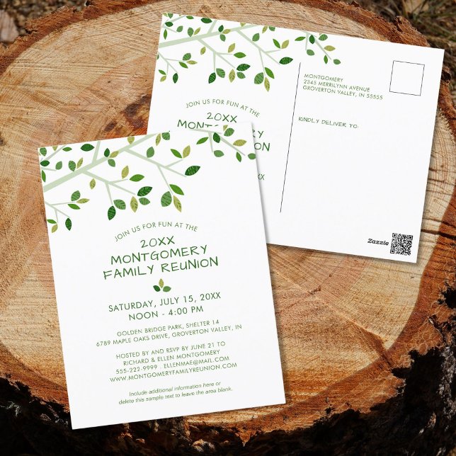 Modern Family Reunion Tree Invitation Postcard (Creator Uploaded)