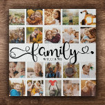 Modern Family Script 20 Photo Collage Chic Fun Jigsaw Puzzle<br><div class="desc">Modern custom photo collage puzzle with space for 20 photos surrounding a trendy swirly script reading FAMILY and your custom name below.</div>