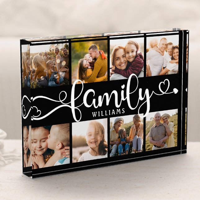 Modern Family Script Collage Chic 8 Photo Block (Creator Uploaded)