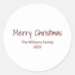 Modern Family Simple Typography Christmas Classic Round Sticker