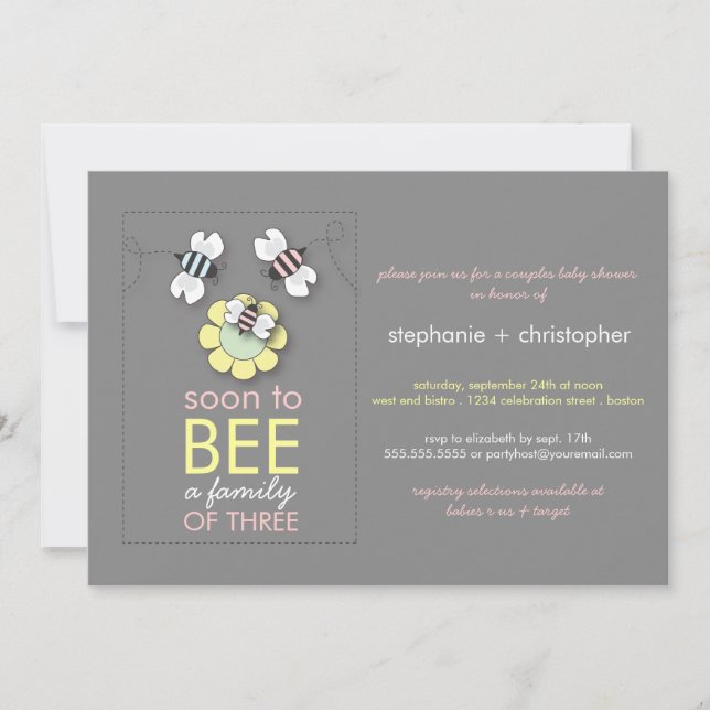 Modern Family to Bee Couples Baby Shower for Girl Invitation (Front)