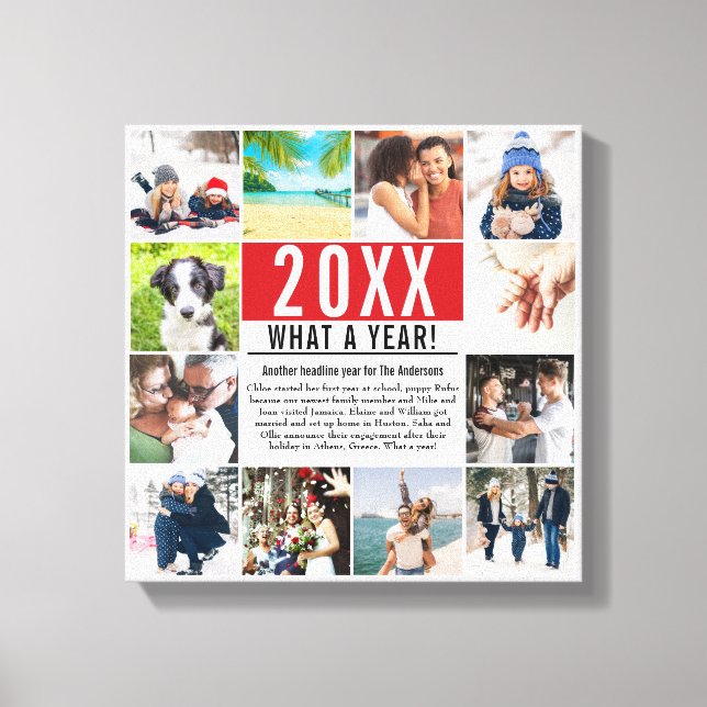 Modern Family Year In Review 12 Photo Collage Canvas Print (Front)