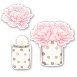 Modern Fancy Girly Cute Pink Gold Dots Floral
