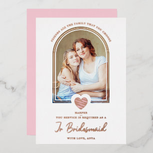 Modern Fancy Jr Bridesmaid Pink Heart Photo