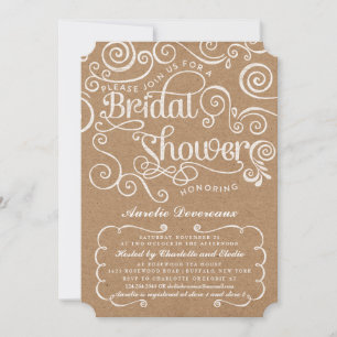 Modern Fancy Kraft Swirls Bridal Shower Invitation