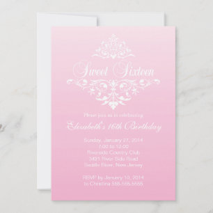 Modern Fancy Pink Sweet Sixteen Birthday Party Invitation