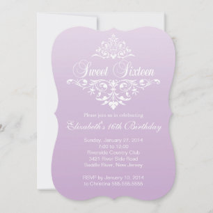 Modern Fancy Purple Sweet Sixteen Birthday Party Invitation