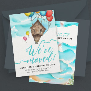 Modern Fantasy Moving Home New Address Watercolor Announcement