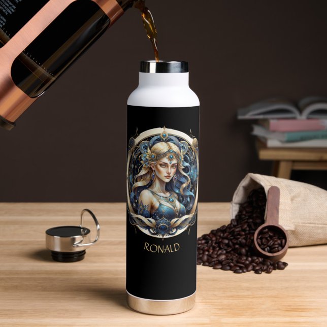 Modern Fantasy Virgin Star Sign Script Virgo Water Bottle (Creator Uploaded)