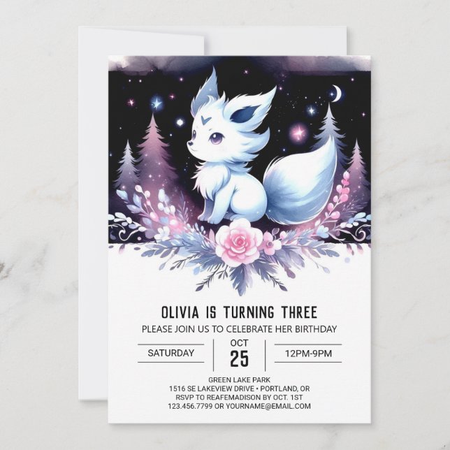 Modern Fantasy Wolf Birthday Invitation (Front)