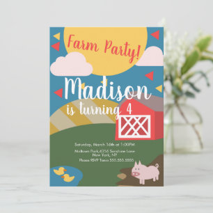 Modern Farm Birthday Party Confetti Invitation