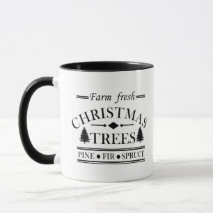 Modern Farm Fresh Christmas Pine Trees Mug