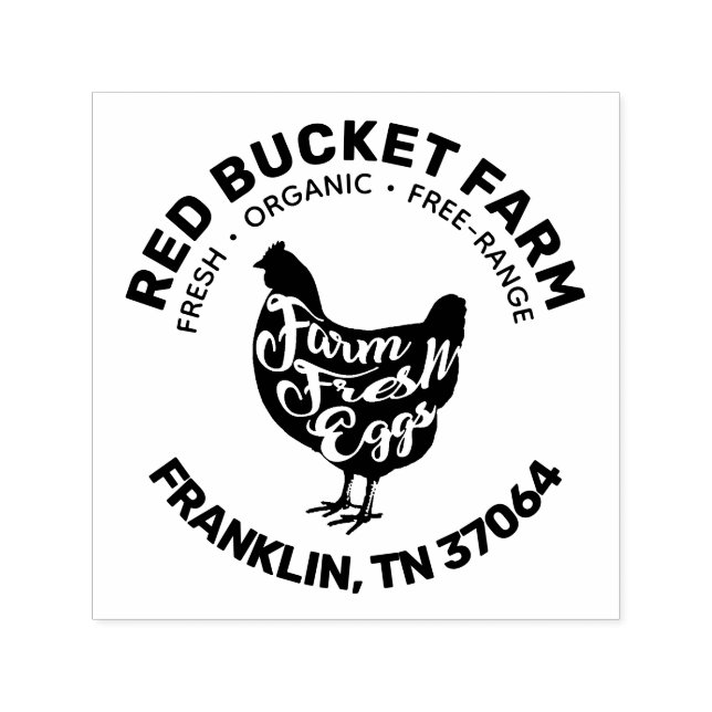 Modern Farm Fresh Eggs Typography Chicken Self-inking Stamp (Design)
