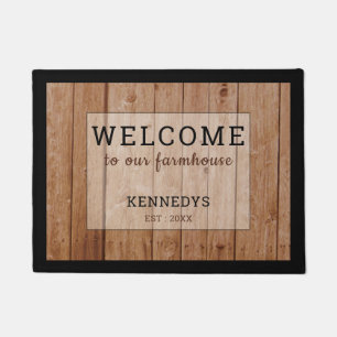 Modern Farmhouse Barn Wood Look Welcome Doormat