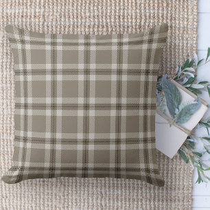 Modern Farmhouse Brown And White Plaid Couch Cushion