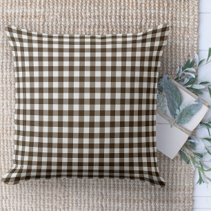Modern Farmhouse Brown & White Gingham Couch Cushion