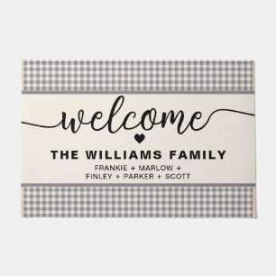 Modern Farmhouse Buffalo Check Plaid Monogrammed Doormat