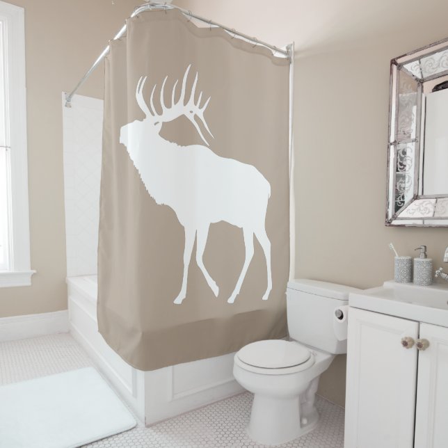 Modern Farmhouse Cabin Elk  Shower Curtain (In Situ)