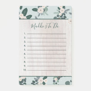 Modern Farmhouse Christmas Floral on Wood To Do Post-it Notes