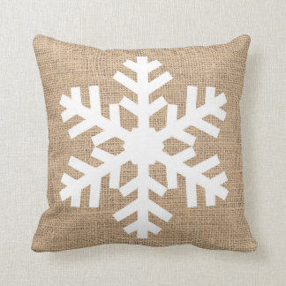 Modern Farmhouse Christmas Snowflake Rustic Burlap Cushion