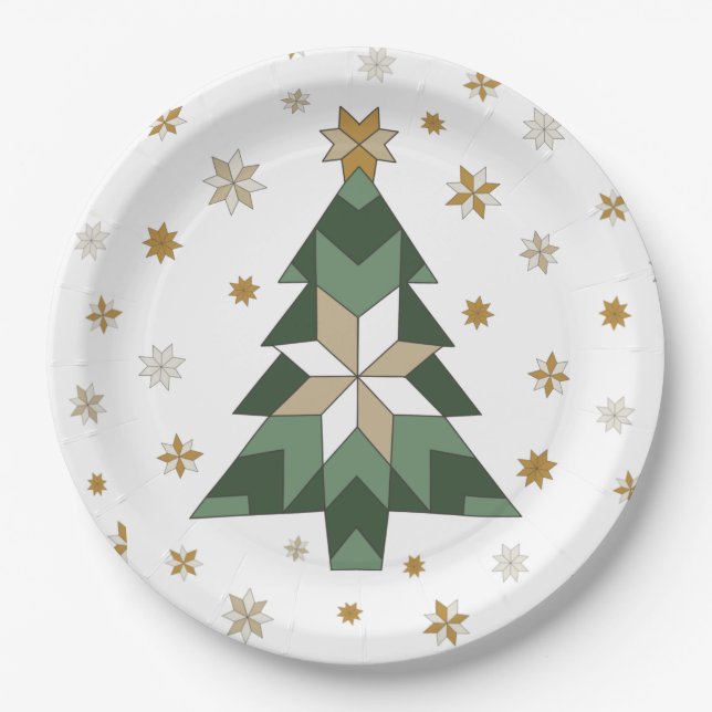 Modern Farmhouse Christmas Tree Paper Plate (Front)