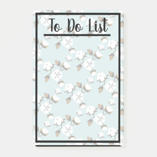 Modern Farmhouse Cotton Flowers & Teal Post-it Notes