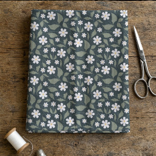 Modern Farmhouse Daisy Dark Blue Green & Sage Fabric