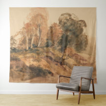 Modern Farmhouse Fall Autumn Landscape Painting