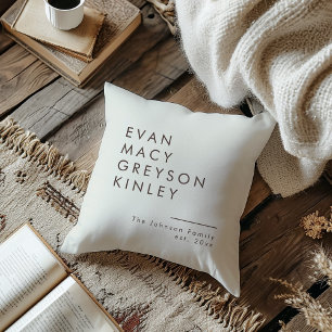 Modern Farmhouse Family Name Est. Date Cushion