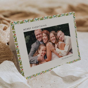 Modern Farmhouse Festive Christmas Pattern Photo Holiday Card