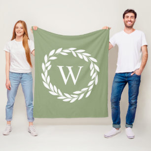 Modern Farmhouse Floral Chic Monogrammed Fleece Blanket