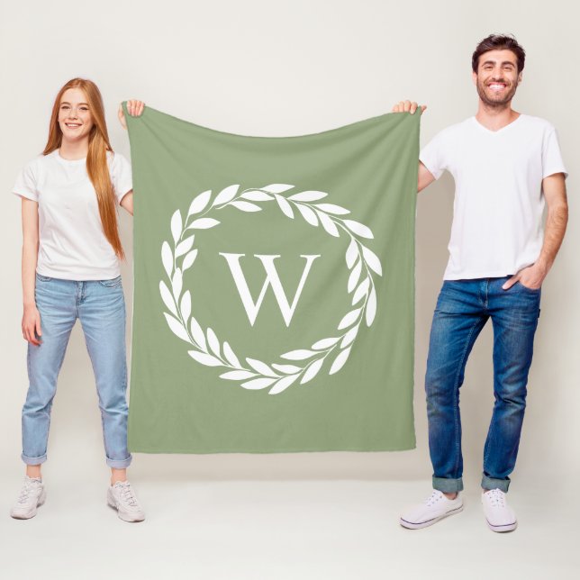 Modern Farmhouse Floral Chic Monogrammed   Fleece Blanket (In Situ)