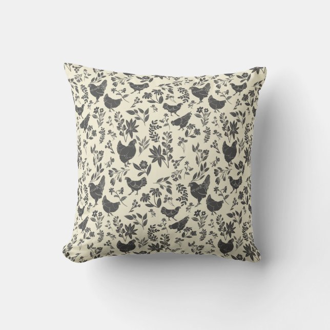 Modern Farmhouse Folk Art Style Print Cushion (Front)