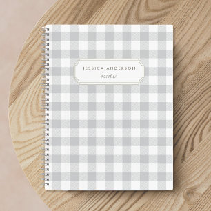 Modern Farmhouse Grey Buffalo Check Recipe Notebook