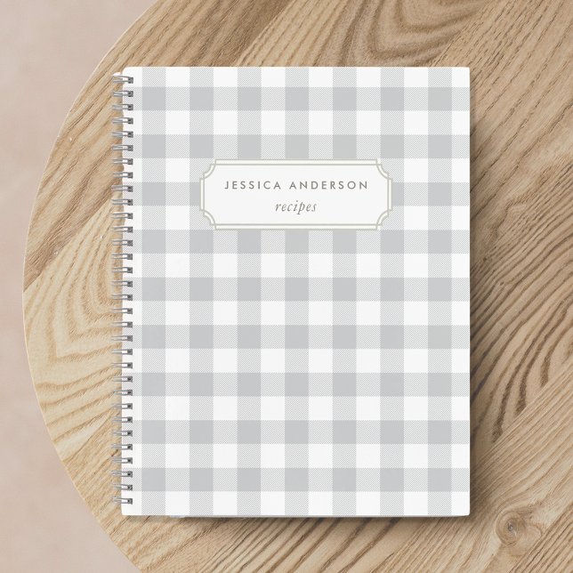 Modern Farmhouse Grey Buffalo Check Recipe Notebook (Creator Uploaded)