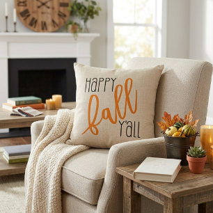 Modern Farmhouse Happy Fall Y'all Autumn Cushion