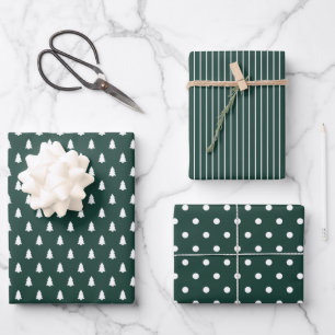 Modern farmhouse holiday dark green wrapping paper sheet