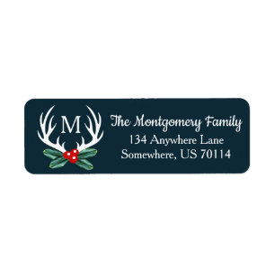 Modern Farmhouse Holiday Deer Antlers Holly Berry