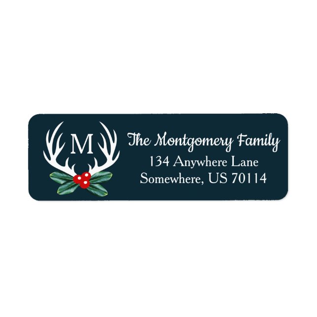 Modern Farmhouse Holiday Deer Antlers Holly Berry (Front)