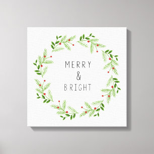 MODERN FARMHOUSE HOLIDAY GREENS AND BERRIES CANVAS PRINT