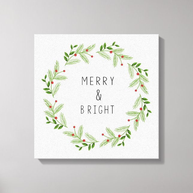 MODERN FARMHOUSE HOLIDAY GREENS AND BERRIES CANVAS PRINT (Front)
