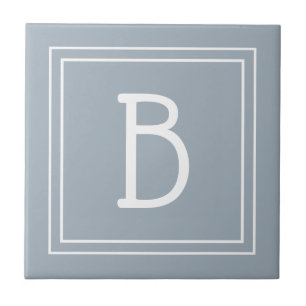 Modern Farmhouse Monogrammed Blue & White Initial Tile