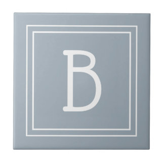 Modern Farmhouse Monogrammed Blue & White Initial Tile