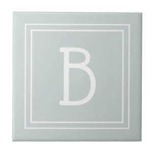 Modern Farmhouse Monogrammed Green & White Initial Tile