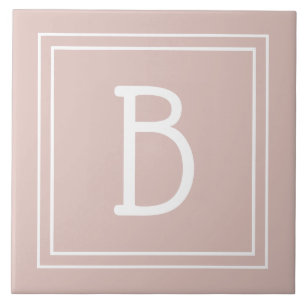 Modern Farmhouse Monogrammed Pink & White Initial Tile