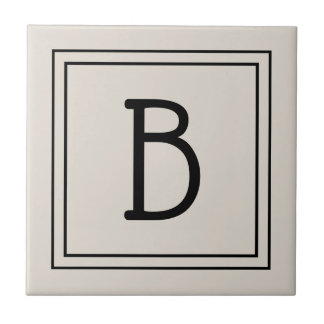 Modern Farmhouse Monogrammed Tan & Black Initial Tile