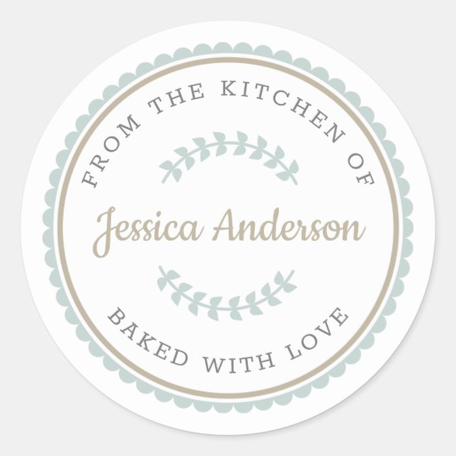Modern Farmhouse Personalised Baking Gift Classic Round Sticker (Front)