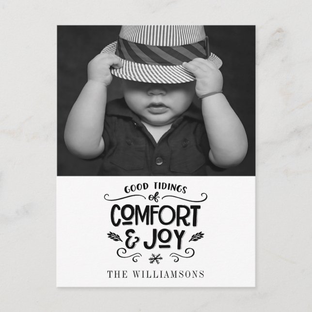 Modern Farmhouse| Photo on Black Gingham Christmas Postcard (Front)